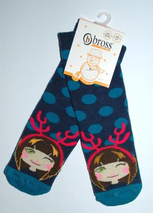 Теплі махрові шкарпетки 5-7 bross бросс дівчинка горохи1 фото
