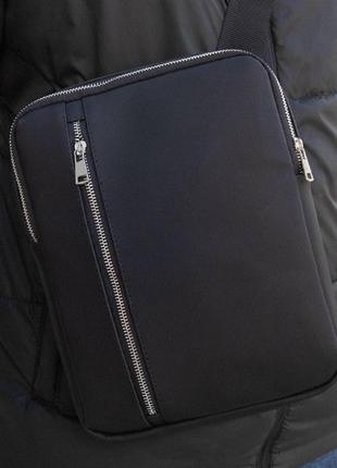 Качественная кожаная борсетка сумка из матовой эко кожи через плечо