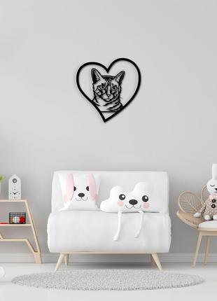 Панно heart каліфорнійська кішка 20x20 см - картини та лофт декор з дерева на стіну.4 фото