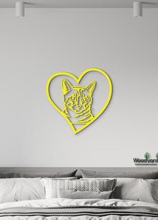 Панно heart каліфорнійська кішка 20x20 см - картини та лофт декор з дерева на стіну.3 фото