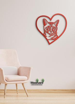 Панно heart каліфорнійська кішка 20x20 см - картини та лофт декор з дерева на стіну.8 фото