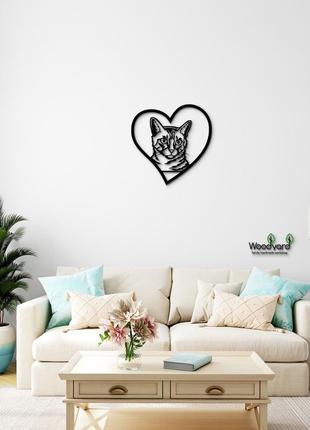 Панно heart каліфорнійська кішка 20x20 см - картини та лофт декор з дерева на стіну.6 фото