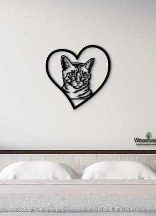 Панно heart каліфорнійська кішка 20x20 см - картини та лофт декор з дерева на стіну.5 фото