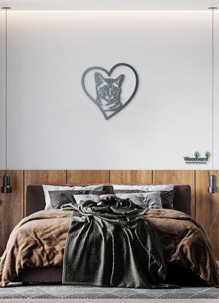 Панно heart каліфорнійська кішка 20x20 см - картини та лофт декор з дерева на стіну.9 фото