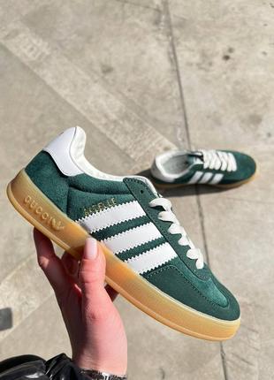 Кросівки gucci x adidas gazelle green velvete зелені жіночі / чоловічі5 фото