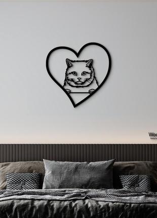 Декоративне панно з дерева. декор на стіну. heart британська короткошерста кішка. 20 x 20 см