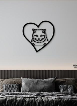 Панно heart британская короткошерстная кошка 20x20 см - картины и лофт декор из дерева на стену.