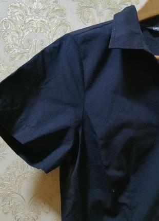 Черная рубашка с коротким рукавом5 фото