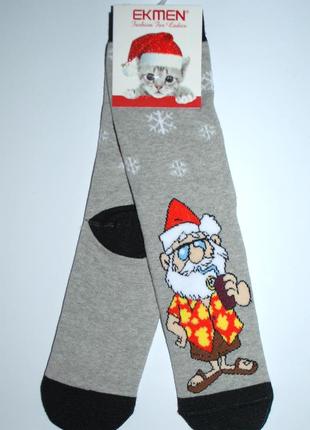 Теплі махрові новорічні шкарпетки 36-40 ekmen санта