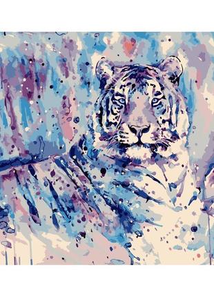 Картина за номерами strateg преміум акварельний тигр розміром 40х50 см (dy130)