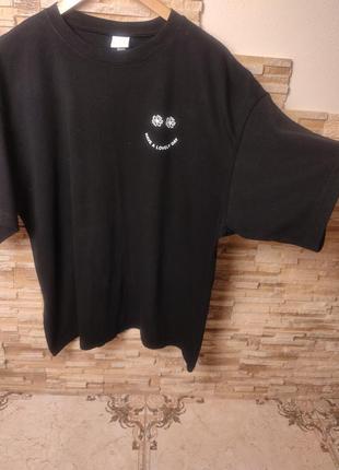 Футболка черная летняя оверсайз h&m