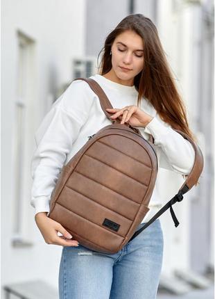 Женский рюкзак коричневый экокожа