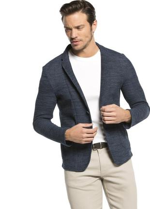 Мужской пиджак серо-синий lc waikiki / лс вайкики с накладными карманами