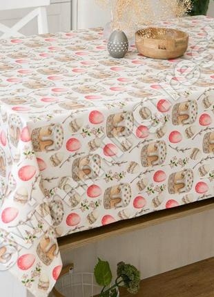 Пасхальная водоотталкивающая хлопковая скатерть water proff 180*220 см на обеденный стол "пасха"