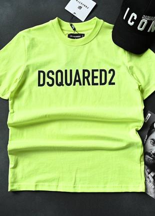 Качественная мужская футболка dsquared салатовая / футболка для мужчин парней
