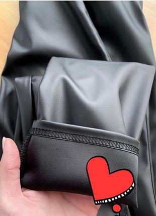 Кожа лосины 🤎🖤 xs s m l xl xxl 50 48 46 44 42 40 р. леггинсы матовая кожа черный мокко цвет размеры на подкладке брюки штаны высокая посадка женские