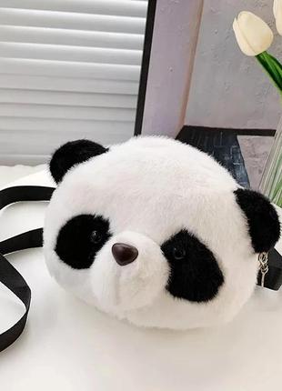 Хутряна об'ємна сумочка панда