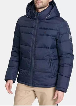 1, теплая зимняя темно-синяя мужская  куртка tommy hilfiger томми хилфигер размер м оригинал3 фото