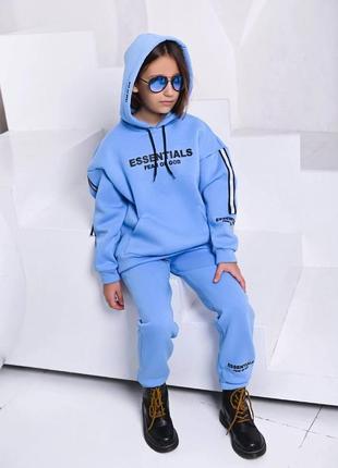 Теплий підлітковий костюм із трендовою курткою для дівчаток, р-ри на зріст 128 — 164 + відеообзор2 фото