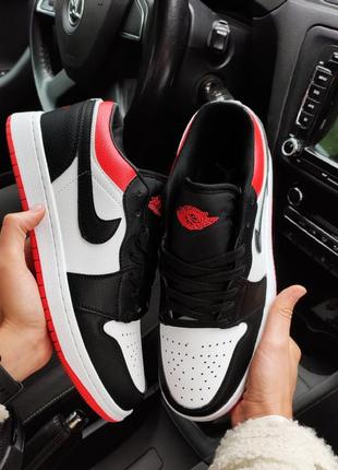 Кроссовки nike air jordan 1 low черные/белые/красные (мужские и женские размеры)🔥5 фото