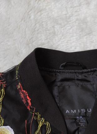 Черный цветочный бомбер летний деми короткая куртка с сеткой цветочной вышивкой с молнией ветровка8 фото