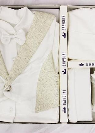 Набор для мальчика праздничный комплект для крещения и выписка комплект 0-4 месяца 6 предметов турция