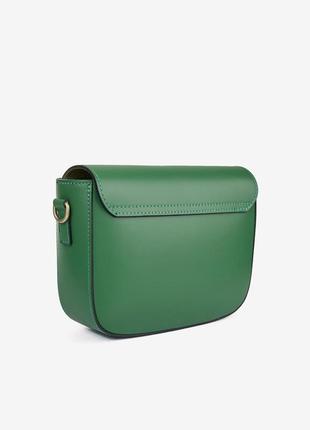 Сумка через плече зелена шкіряна гладка шкіра5 фото