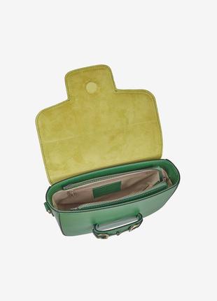 Сумка через плече зелена шкіряна гладка шкіра4 фото