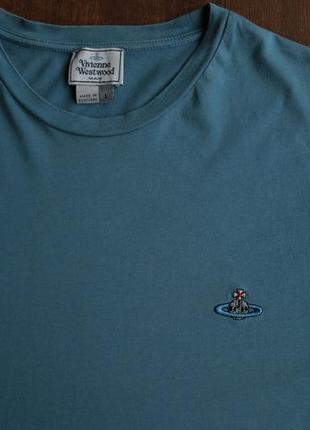 Мужская футболка vivienne westwood logo cotton t-shirt - blue1 фото