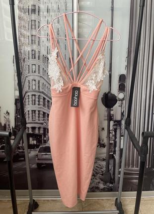 Сукня міді з мереживом boohoo2 фото