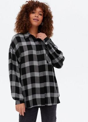 Сорочка оверсайз в клітинку вільна рубашка