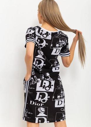 Платье женское повседневное цвет черно-белый3 фото