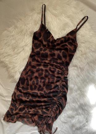 Сукня леопардова зі зборкою4 фото