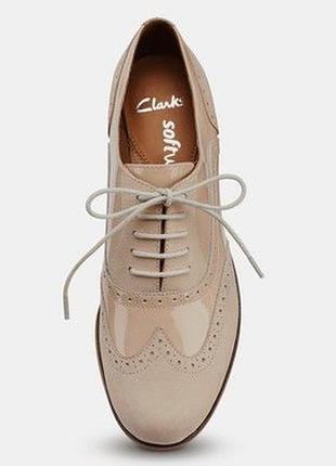Кожаные лакированные туфли броги оксфорды clarks