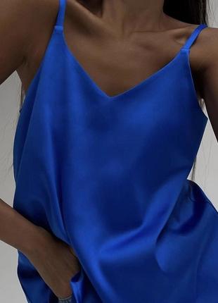 Стильна зручна легка на літо літня для жінок жіноча трендова модна класична базоча блузка майка синя