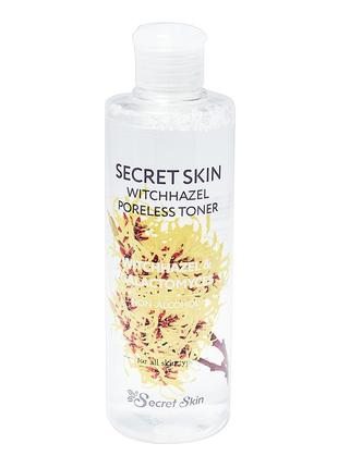 Тонізувальний тонер для обличчя з екстрактом гамамелісу secret skin witchhazel poreless toner 250ml