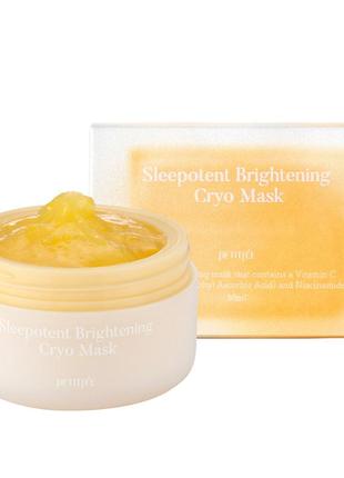 Выравнивающая тон ночная крио-маска с витамином с и ниацинамидом petitfee sleepotent brightening cryo mask