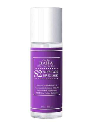 Отшелушивающая эссенция (тонер) для проблемной кожи cos de baha salicylic acid 2% liquid 120 ml (s2)1 фото