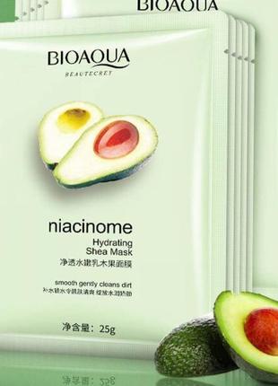 Маска з екстрактом авокадо niacinome hydrating shea mask bioaqua 25гр1 фото