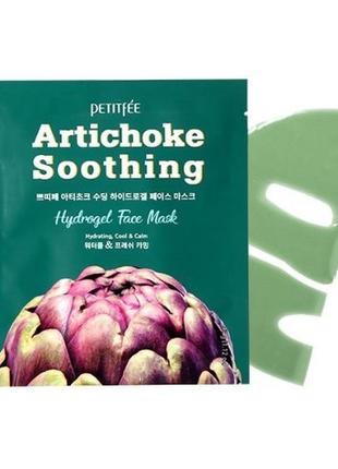 Гідрогелева заспокійлива маска для обличчя з екстрактом артишоку petitfee artichoke soothing face mask 32g — 11 фото