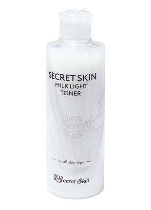 Просвітлювальний тонер для обличчя з молочними протеїнами secret skin milk light toner 250ml1 фото