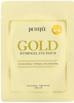 Гидрогелевые патчи для глаз с золотым комплексом +5 - petitfee gold hydrogel eye patch (1 пара)1 фото