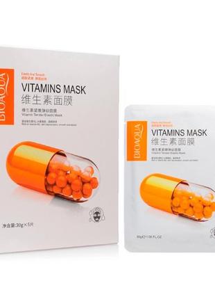 Тканинна вітамінна маска bioaqua vitamin tender elastic mask 30г1 фото