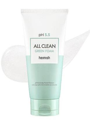 Мягкая очищающая пенка с экстрактом центеллы heimish all clean green foam 30ml1 фото