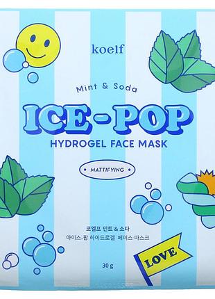 Гидрогелевая маска для лица с мятой и cодой koelf mint & soda ice-pop hydrogel face mask 30g - 1 шт