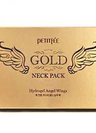 Гидрогелевая маска для шеи с плацентой petitfee hydrogel angel wings gold neck pack 10g - 5 шт (срок годности:
