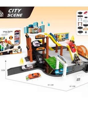 Игрушка гараж парковка для машинок, 3 этажа, 6 машинок, 57 деталей, детский трек для машинок2 фото
