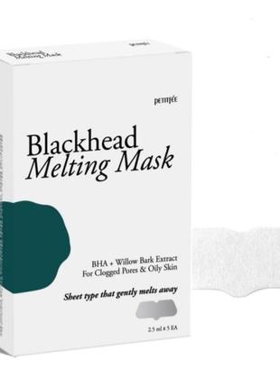 Тающая маска для носа против чёрных точек petitfee blackhead melting mask - 5шт1 фото