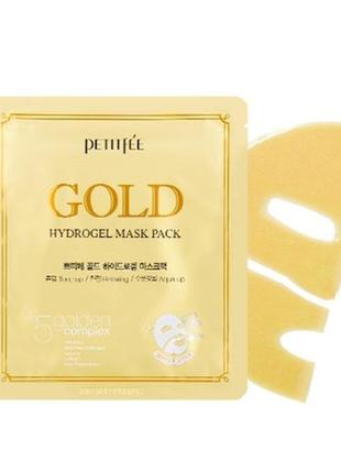 Гидрогелевая маска для лица с золотым комплексом +5 petitfee gold hydrogel mask pack +5 golden complex 32g -1 фото