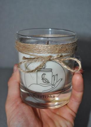 Соевая свеча в стакане с потрескивающимся глотком3 фото